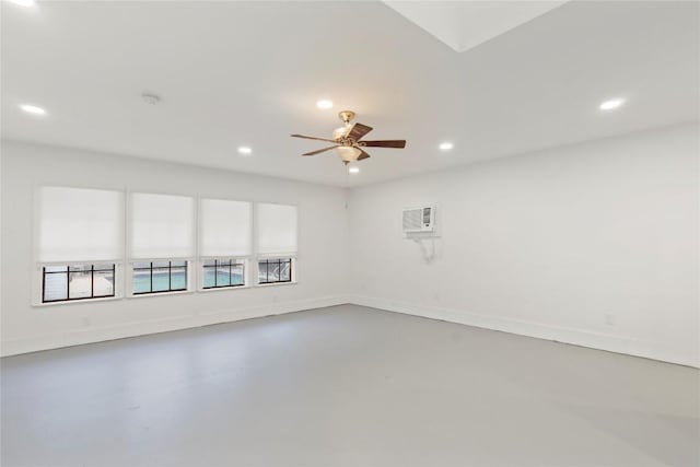 4202 N Hills Dr, Austin, TX 78731 - spare room with concrete flooring, recessed lighting, ceiling fan, and an AC wall unit