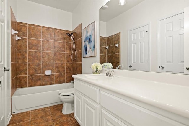 220 Grafton Ln, Austin, TX 78737 - bathroom featuring vanity, shower / tub combination, toilet, and tile patterned floors
