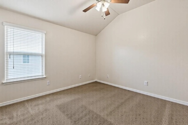 2034 Falling Leaf Ln, Harker Heights, TX 76548 - carpeted spare room with a ceiling fan, vaulted ceiling, and baseboards