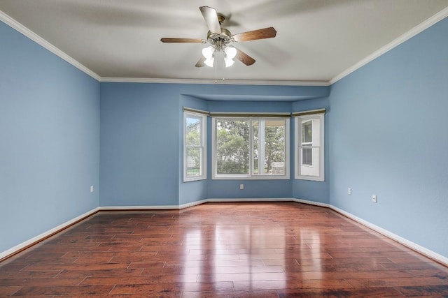 401 Texas Dr, Georgetown, TX 78633 - spare room with ceiling fan, wood-type flooring, and crown molding