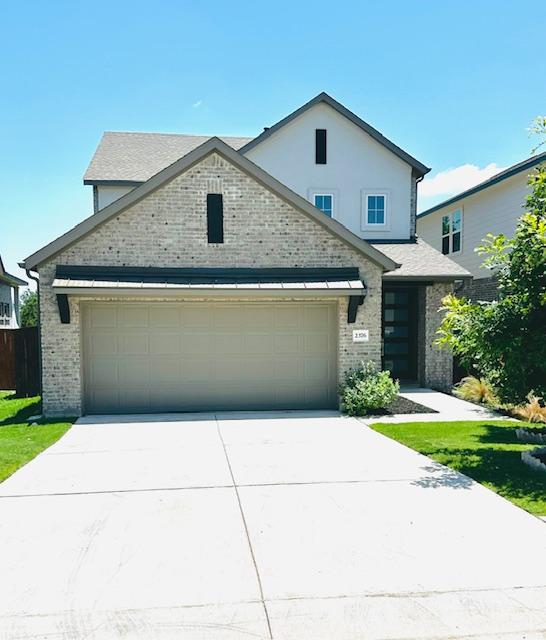 2376 Sawdust Dr, Georgetown, TX 78633 - traditional home featuring brick siding, concrete driveway, an attached garage, and stucco siding