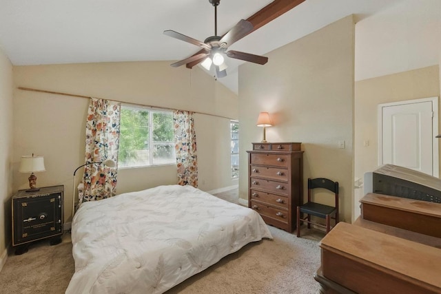 4802 Peach Grove Ct, Austin, TX 78744 - bedroom with light colored carpet, lofted ceiling, baseboards, and a ceiling fan