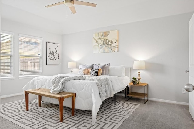 19825 Abigail Fillmore Rd, Manor, TX 78653 - carpeted bedroom with baseboards and ceiling fan