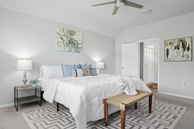 19825 Abigail Fillmore Rd, Manor, TX 78653 - bedroom featuring carpet, vaulted ceiling, and ceiling fan