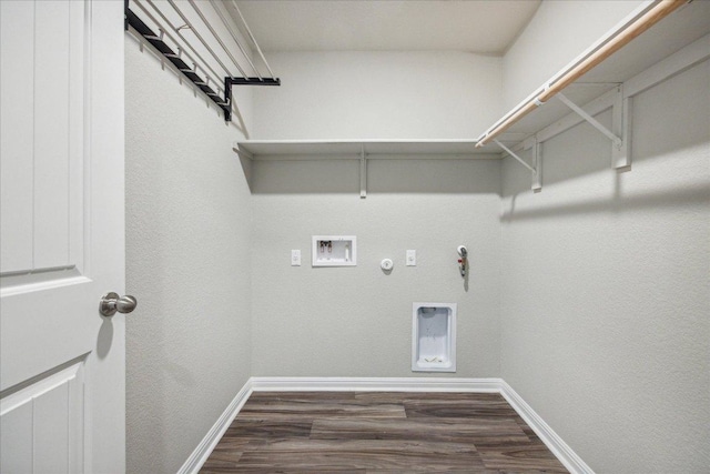 329 Empress Tree Dr, Leander, TX 78641 - washroom featuring dark wood-style floors, gas dryer hookup, and hookup for a washing machine
