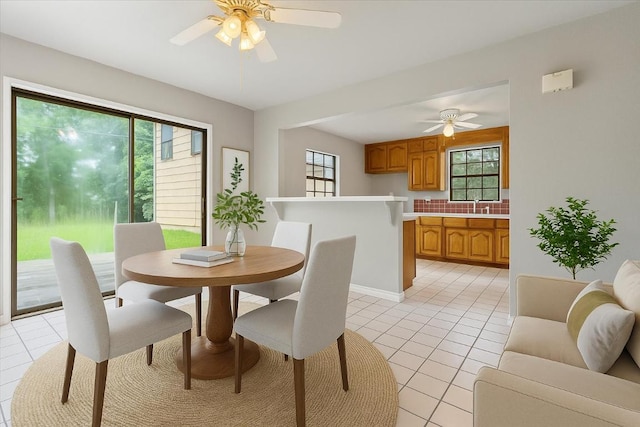 808 N 10th St, Temple, TX 76501 - dining room featuring a ceiling fan and light tile patterned floors