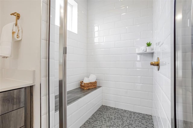 2624 Metcalfe Rd Unit 17, Austin, TX 78741 - bathroom with a shower stall and tile patterned flooring