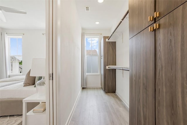 2624 Metcalfe Rd Unit 17, Austin, TX 78741 - walk in closet featuring light wood-type flooring and a ceiling fan