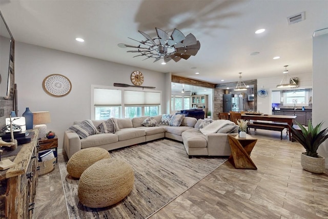 11092 Riley Green Rds Unit 121, Franklin, TX 77856 - living area featuring recessed lighting and ceiling fan