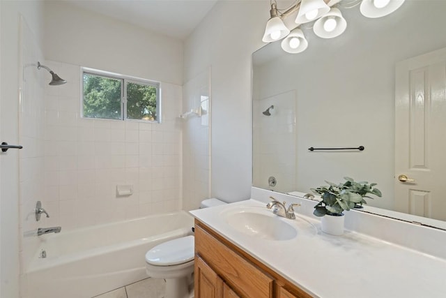 14717 Crosscreek Dr, Austin, TX 78737 - bathroom featuring toilet, vanity, bathtub / shower combination, and tile patterned floors