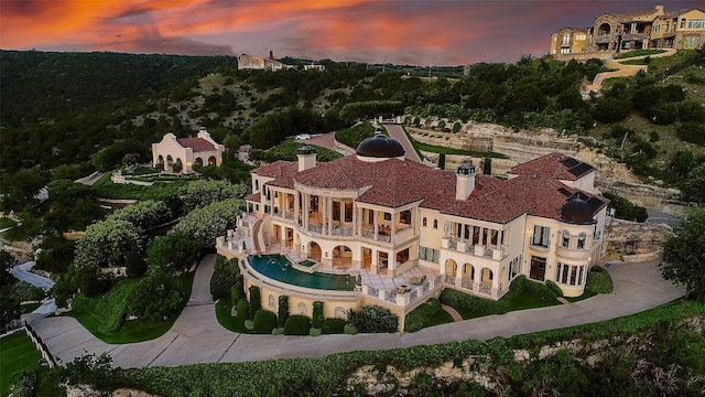 12821 Park Dr, Austin, TX 78732 - aerial view at dusk of view of pool