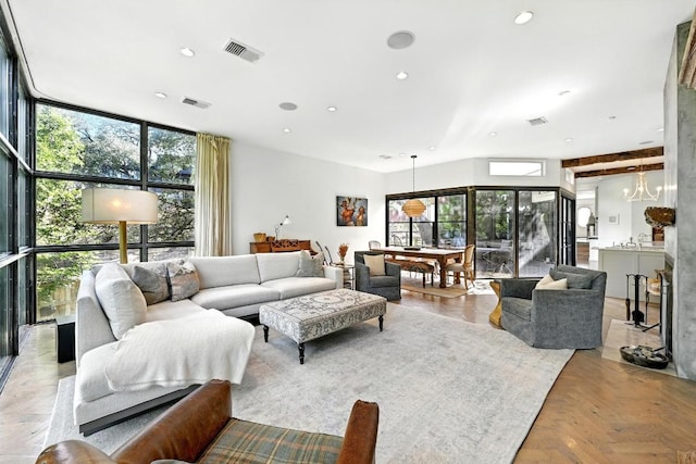 1700 S 6th St, Austin, TX 78704 - living area featuring recessed lighting and a chandelier