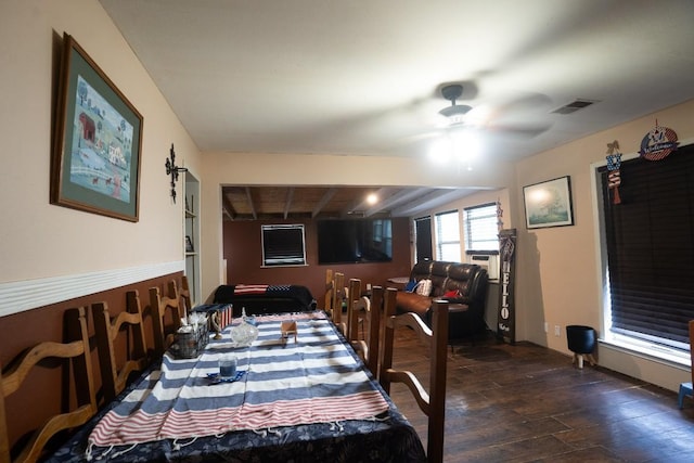178 Ann Powell Rd, Smithville, TX 78957 - dining space with ceiling fan and wood finished floors