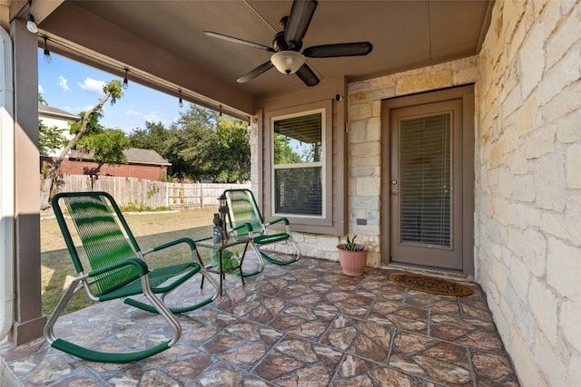 620 Allens Creek Way, Round Rock, TX 78664 - view of patio featuring a ceiling fan