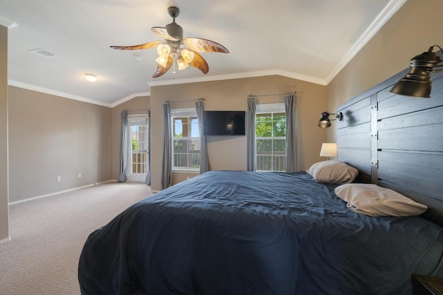 1813 Indian Lodge Dr, Cedar Park, TX 78613 - carpeted bedroom featuring lofted ceiling, ceiling fan, and ornamental molding