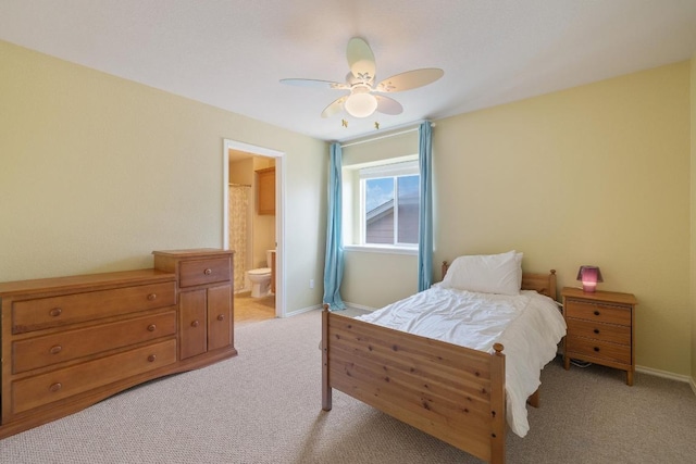 1813 Indian Lodge Dr, Cedar Park, TX 78613 - bedroom featuring light colored carpet, ensuite bathroom, and a ceiling fan