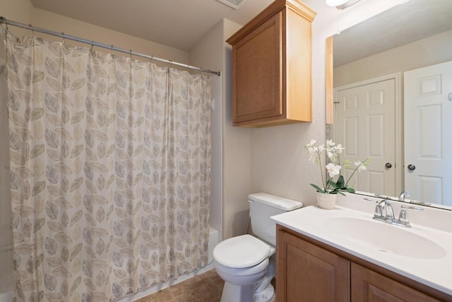 1813 Indian Lodge Dr, Cedar Park, TX 78613 - full bathroom with vanity, tile patterned floors, and shower / bath combo