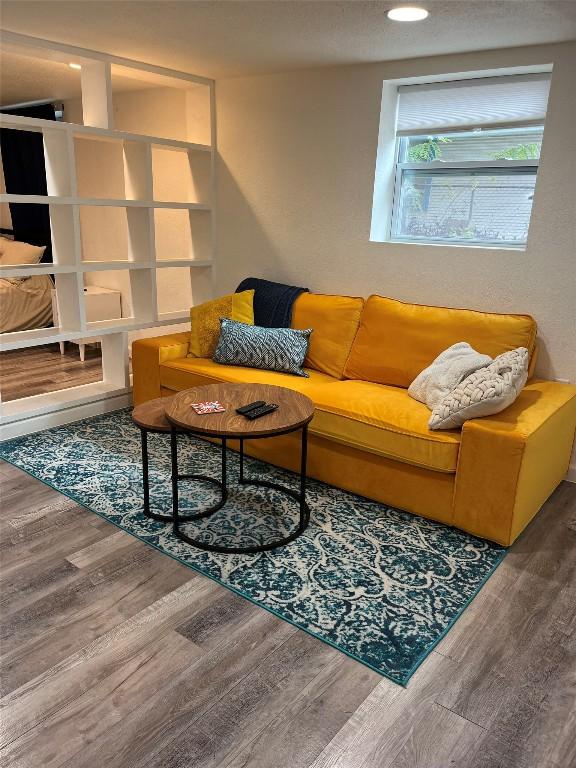 1003 E 13th St Unit 1, Austin, TX 78702 - living area featuring wood finished floors and recessed lighting