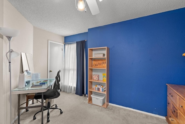 534 Broken Feather Trl, Pflugerville, TX 78660 - office space featuring carpet flooring, ceiling fan, and a textured ceiling