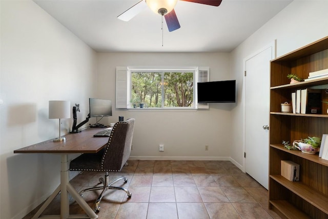 108 Highlander St, Lakeway, TX 78734 - office space featuring a ceiling fan and baseboards