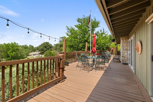 108 Highlander St, Lakeway, TX 78734 - wooden terrace with outdoor dining area