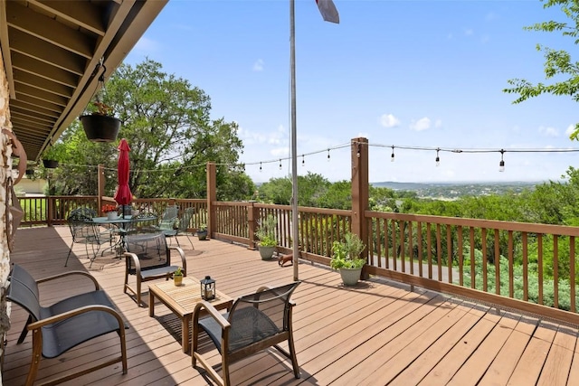 108 Highlander St, Lakeway, TX 78734 - wooden terrace featuring outdoor dining space
