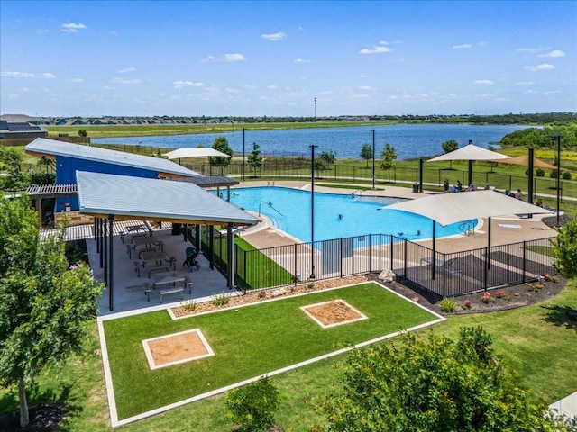 1725 Cobblecrest Ln, Leander, TX 78641 - community pool with a patio area and a water view