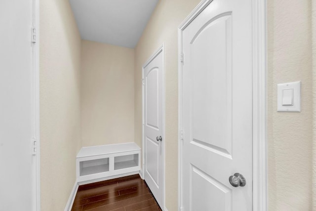 3546 Guadalajara St, Round Rock, TX 78665 - mudroom featuring dark wood finished floors and baseboards