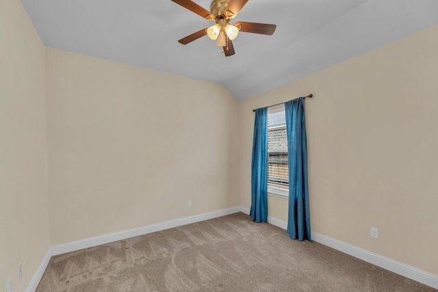 3546 Guadalajara St, Round Rock, TX 78665 - spare room featuring light carpet, a ceiling fan, and lofted ceiling
