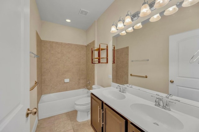 3546 Guadalajara St, Round Rock, TX 78665 - full bath with double vanity, tile patterned floors, and bathing tub / shower combination