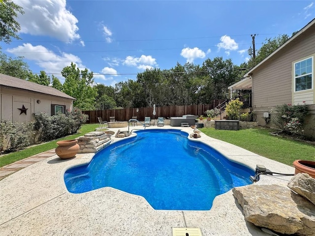729 Trail Crest Dr, Canyon Lake, TX 78133 - view of swimming pool with a patio area and an outdoor hangout area