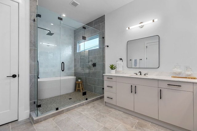 1119 Fairmount Ave, Austin, TX 78704 - bathroom featuring vanity and a shower stall