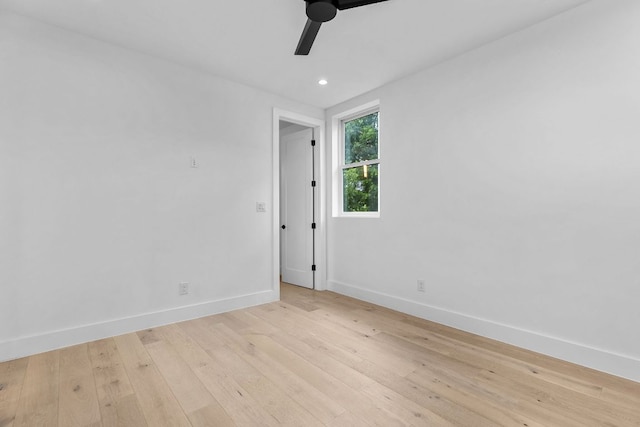 1119 Fairmount Ave, Austin, TX 78704 - spare room featuring a ceiling fan, baseboards, light wood-style flooring, and recessed lighting