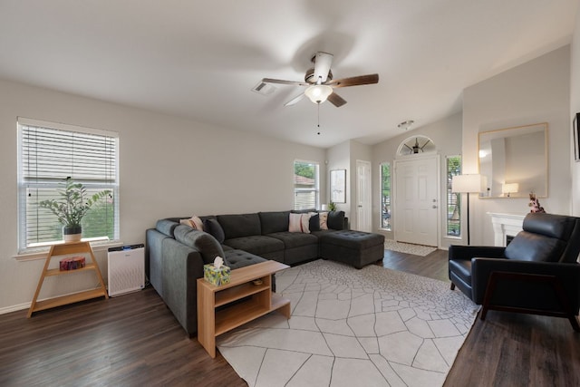 229 Wild Plum, San Marcos, TX 78666 - living area featuring a ceiling fan and wood finished floors