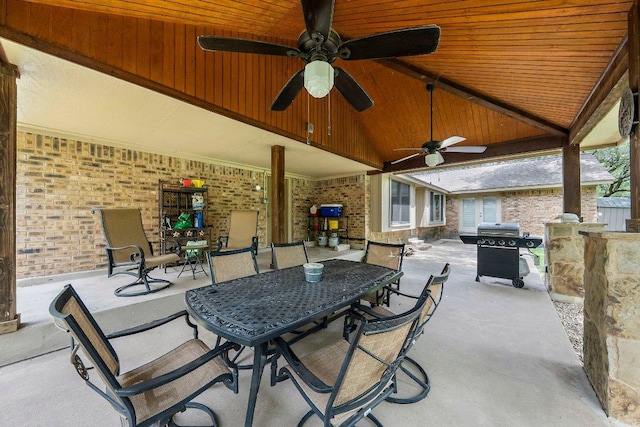 11311 Alhambra Dr, Austin, TX 78759 - view of patio featuring outdoor dining area, a ceiling fan, and grilling area