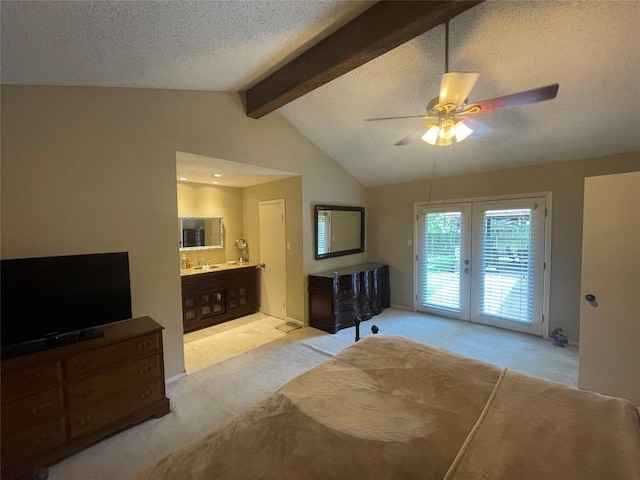 11311 Alhambra Dr, Austin, TX 78759 - carpeted living area featuring french doors, a textured ceiling, and ceiling fan