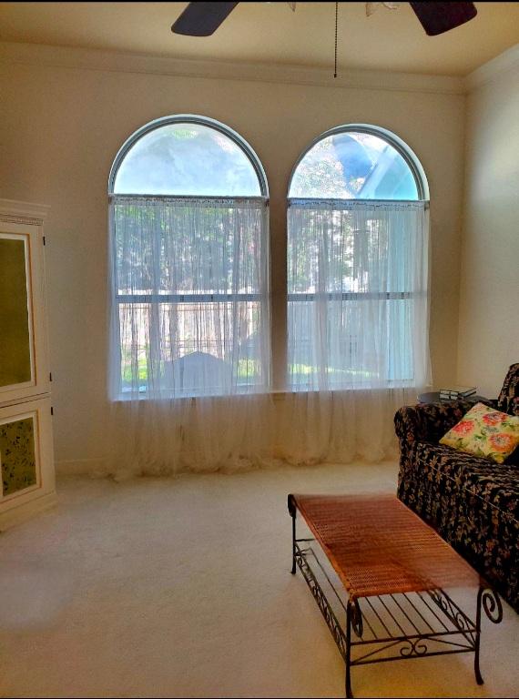 507 Dusty Leather Ct, Pflugerville, TX 78660 - sitting room featuring ceiling fan, crown molding, plenty of natural light, and carpet