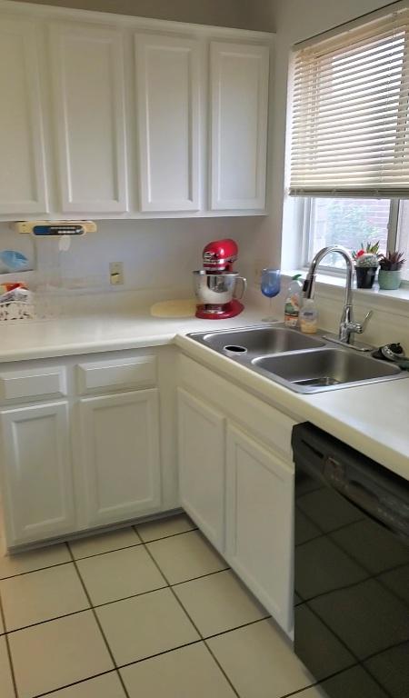 507 Dusty Leather Ct, Pflugerville, TX 78660 - kitchen featuring dishwasher, a sink, white cabinetry, and light countertops