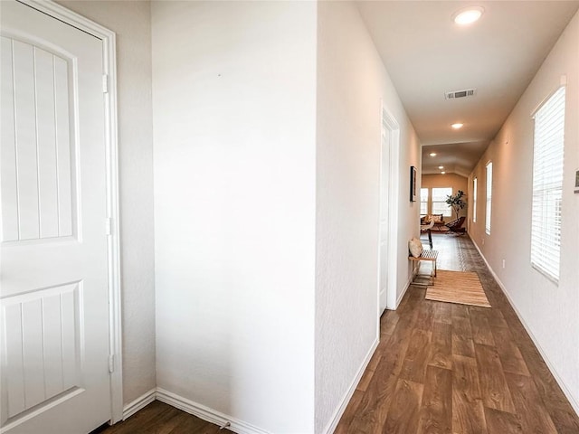 101 Calgary Ln, San Marcos, TX 78666 - hall featuring dark wood-type flooring and recessed lighting
