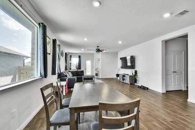 116 Charles Trl, Georgetown, TX 78626 - dining space featuring wood finished floors, recessed lighting, and ceiling fan