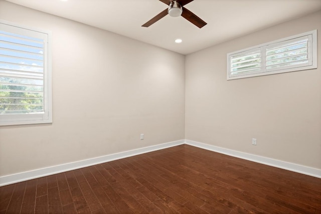 1730 Bunche Rd Unit A, Austin, TX 78721 - unfurnished room featuring a ceiling fan, dark wood finished floors, and recessed lighting