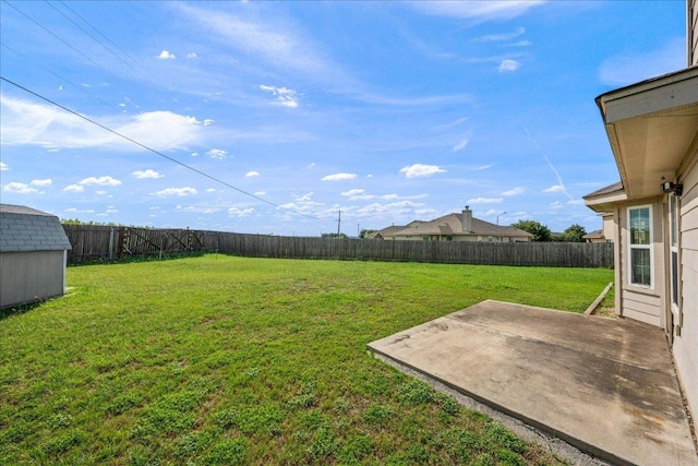 14513 Martial Eagle Dr, Elgin, TX 78621 - fenced backyard featuring a patio and a storage shed