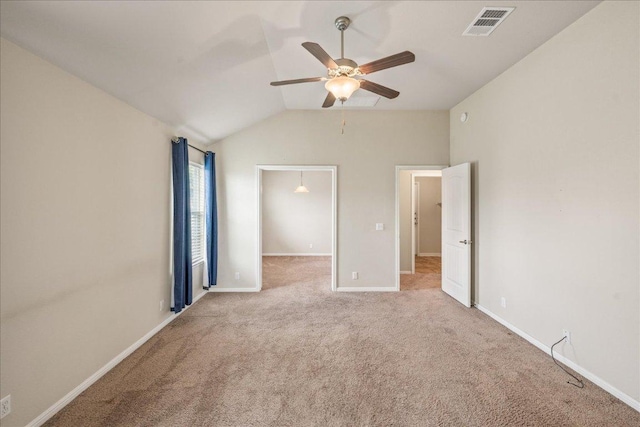 14513 Martial Eagle Dr, Elgin, TX 78621 - unfurnished bedroom featuring carpet floors, lofted ceiling, and a ceiling fan