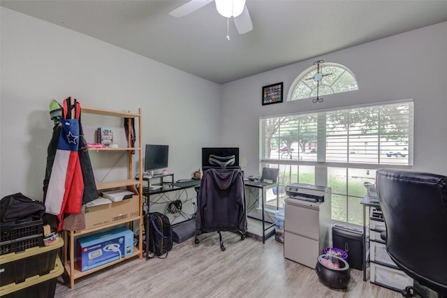 700 Indian Blanket St, Lockhart, TX 78644 - office with healthy amount of natural light, wood finished floors, and a ceiling fan