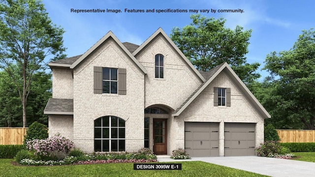 1200 Summer Moon Dr, Georgetown, TX 78628 - french provincial home featuring concrete driveway, roof with shingles, and brick siding