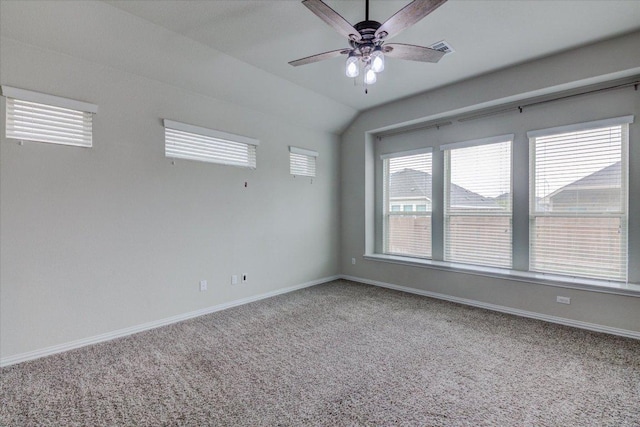 216 Allegrini St, Leander, TX 78641 - carpeted empty room with ceiling fan and vaulted ceiling