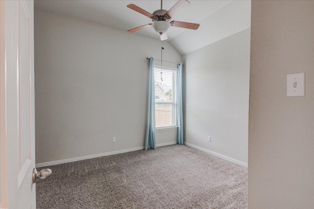 216 Allegrini St, Leander, TX 78641 - spare room featuring ceiling fan, carpet flooring, and lofted ceiling