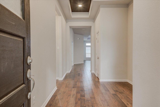 216 Allegrini St, Leander, TX 78641 - corridor featuring wood finished floors and baseboards