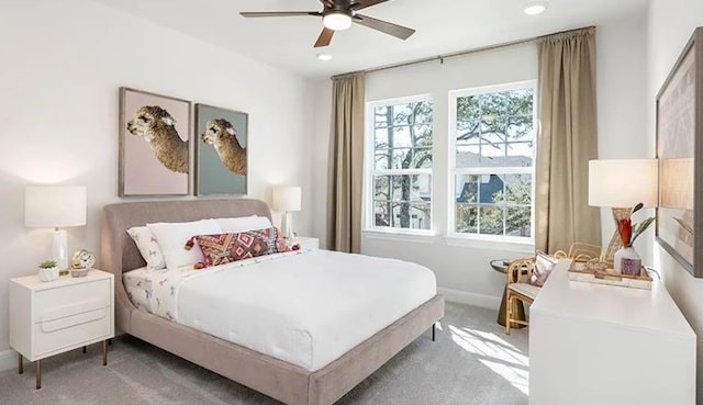 1316 Novara Trl, Leander, TX 78641 - carpeted bedroom featuring recessed lighting and a ceiling fan