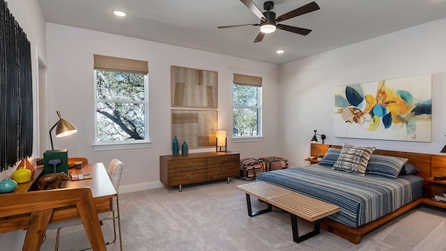 1316 Novara Trl, Leander, TX 78641 - carpeted bedroom featuring multiple windows and recessed lighting